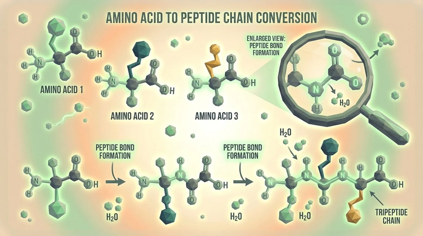 Diagram showing amino acid chain forming a peptide bond