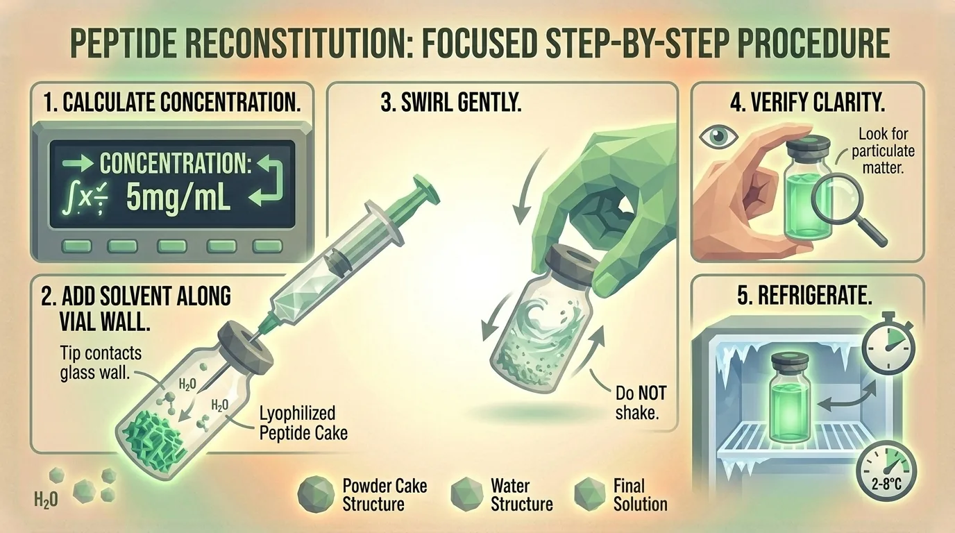 Step-by-step reconstitution process diagram